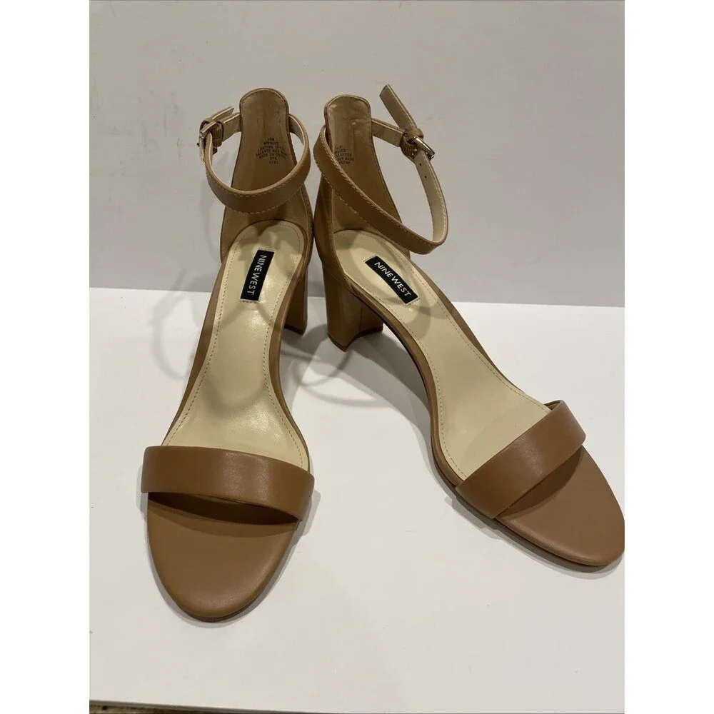 Nine West Leather Ankle Strap Spruce Color Sandals Size 10M